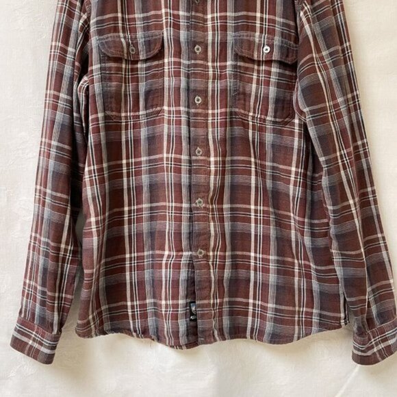 Kuhl Brown Plaid Shirt Mens Medium Cotton Button Up Collared Outdoor Casual Top - Picture 3 of 10